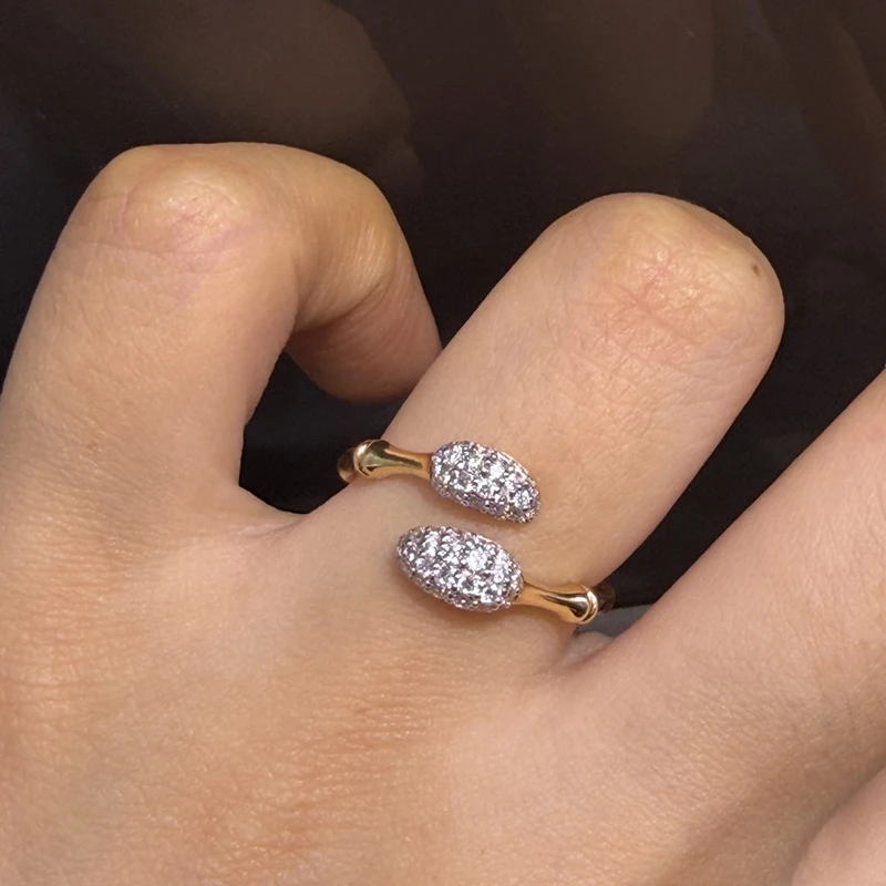 Aazuo Vintage Jewelry 18K Yellow Gold Natural Diamond Luxury Open Ring Stylish Women's Accessory for Formal Occasions AU750