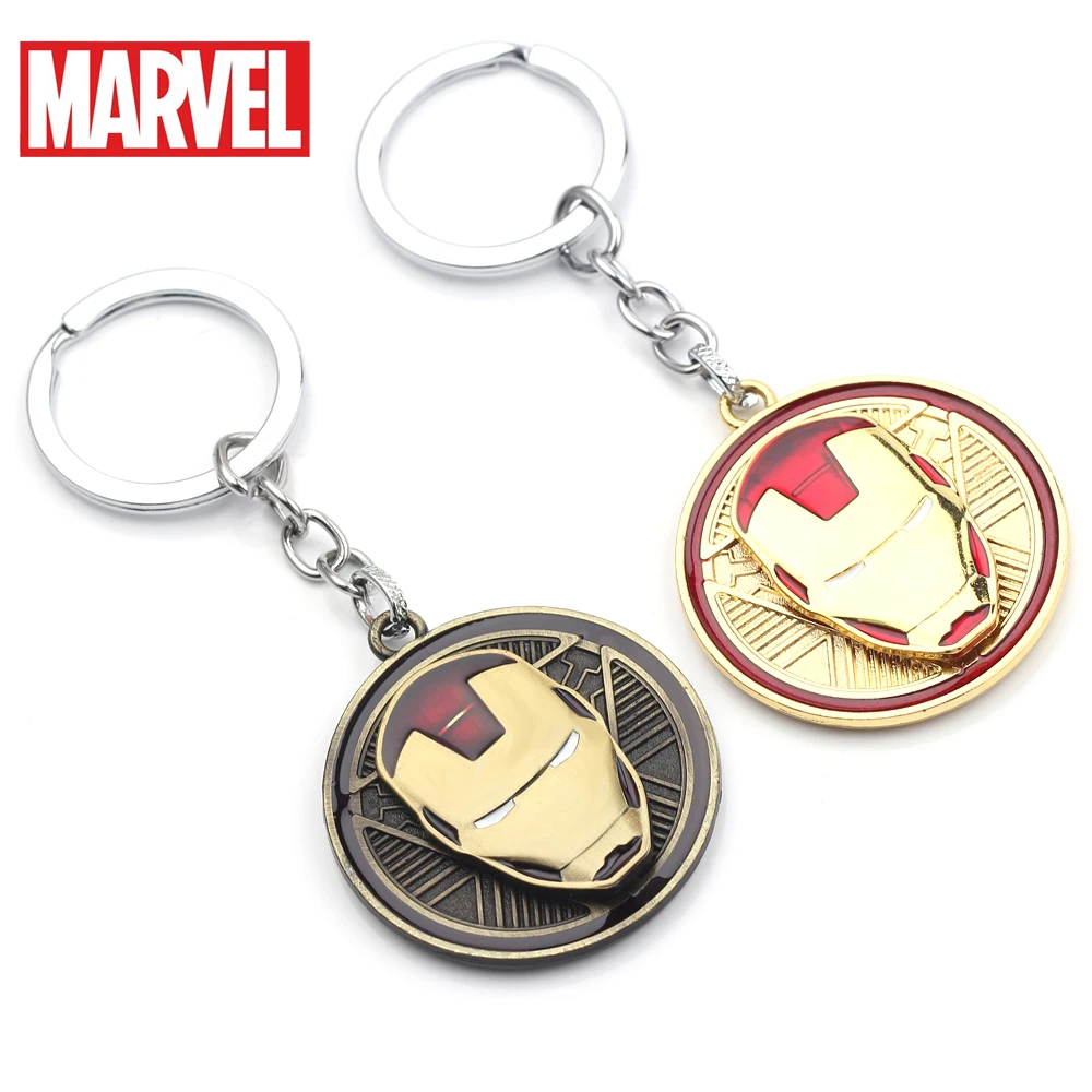 Marvel Iron Man Pendant Keychain Superhero Iron Man Helmet Rotatable Metal Keyring for Backpack Carkeys Accessory Toy Gift