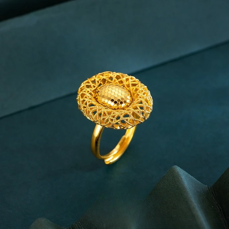 

Classic Kt18 Gold Color Hollow Ellipse Ring for Women Bride Birthday Wedding Open Ring Fine Jewelry Gifts