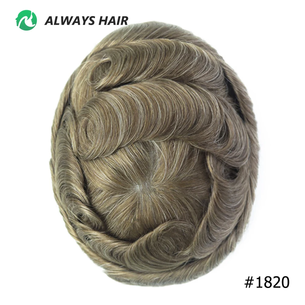 Onzichtbare Haarlijn Haar Systeem Unit Voor Mannen 0.03-0.04Mm Super Dunne Base Toupee Indian Human Hair Mens 'Topper pruik
