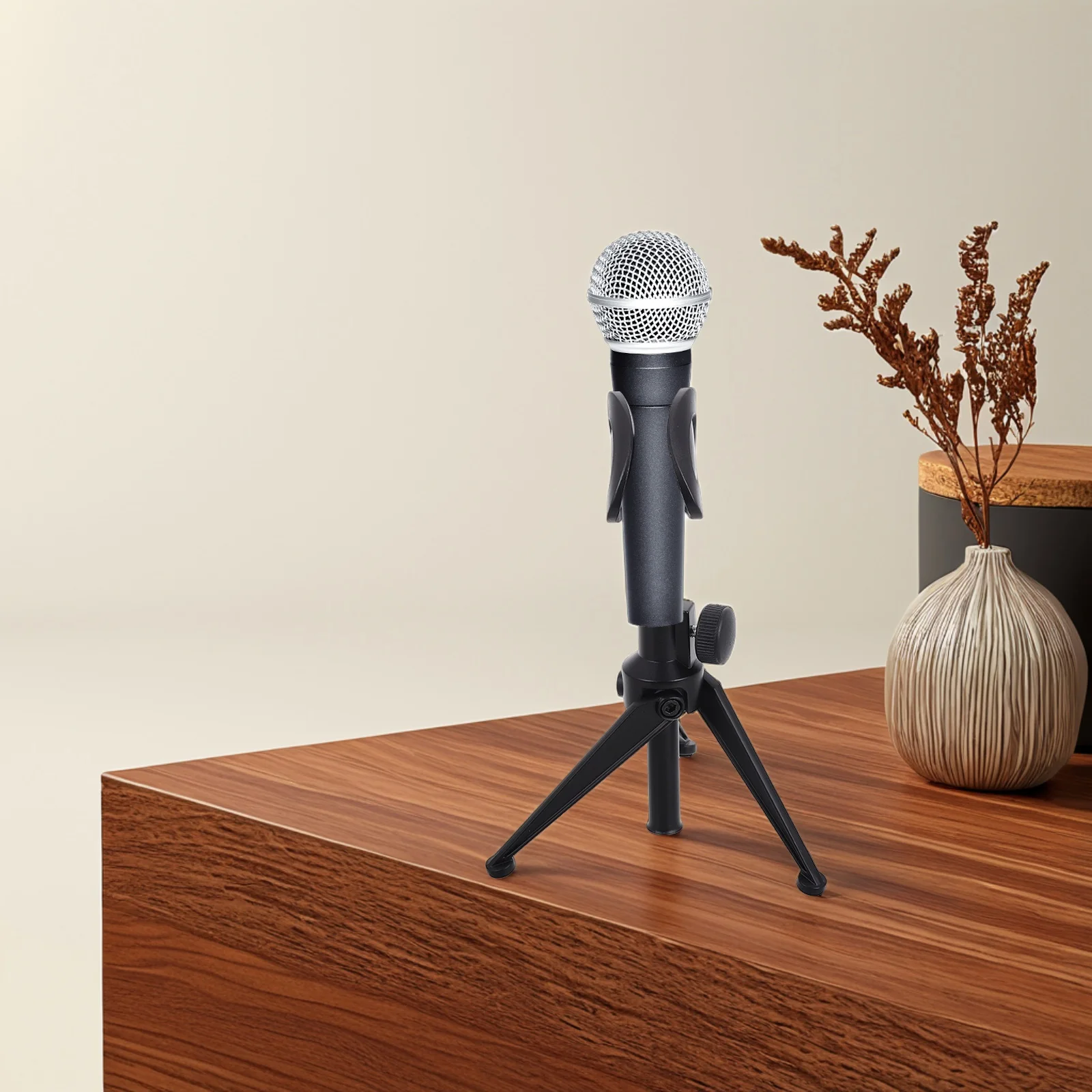 

Desktop Mic Stand Adjustable Tripod Holder For Microphone Universal Clip Compatible With Computer Phone Podcast Live