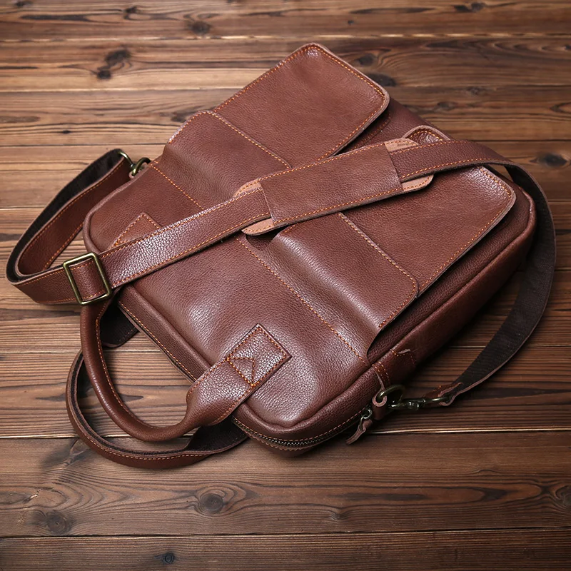 NZPJ Neue Retro Leder herren Handtasche Top Schicht Rindsleder Vertikale Einzigen Schulter Umhängetasche Briefträger Aktentasche Computer Tasche – Detail 11