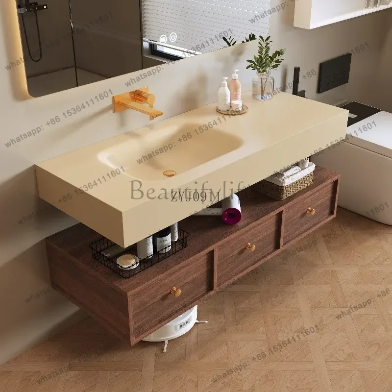 z.Bathroom cabinet antique rock slab hot bending integrated basin toilet washbasin cabinet