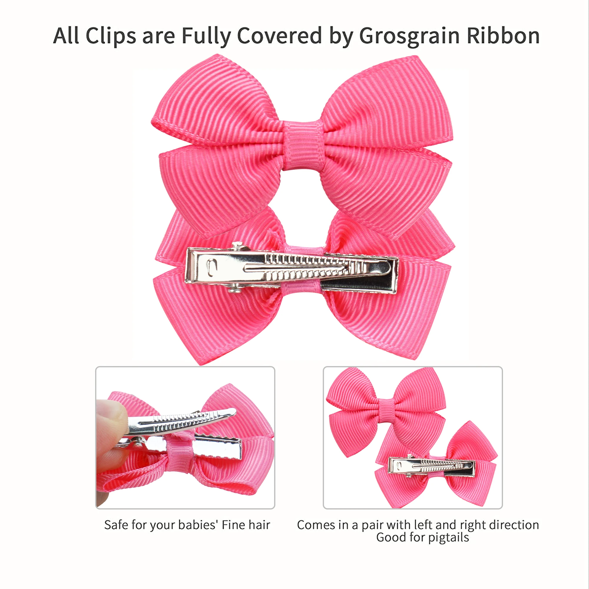 20/30/40Pieces Baby Hair Clips 2 inches Hair Bows alligator Clips for Infant and Baby Girls in Pairs