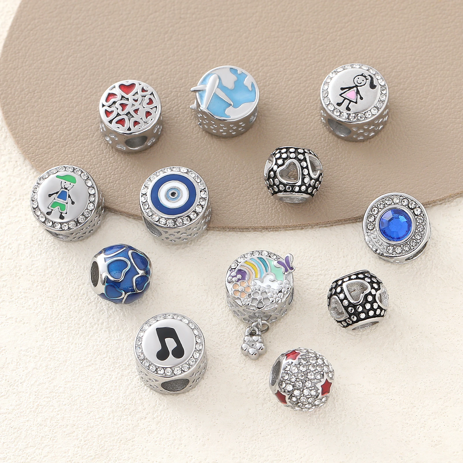 2024 neue Silber Farbe Nette Herz Stern Böse Augen Flugzeug Jungen Mädchen Perlen Fit Original Armband DIY Für Frauen Mädchen schmuck Geschenk – Detail 4