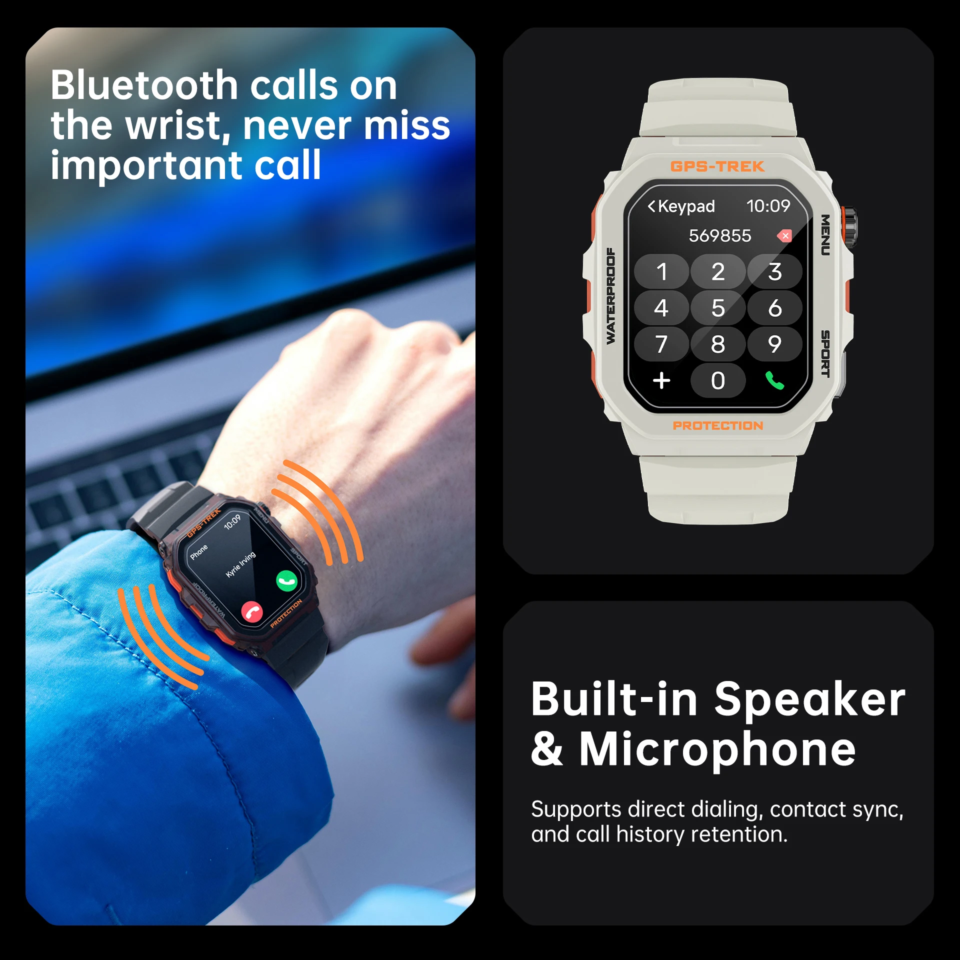 مالك الوقت 1.75 بوصة IPS الرياضة في الهواء الطلق ساعة ذكية AI صوت مساعد GPS المسار مراقبة الصحة بلوتوث دعوة T61 Smartwatch