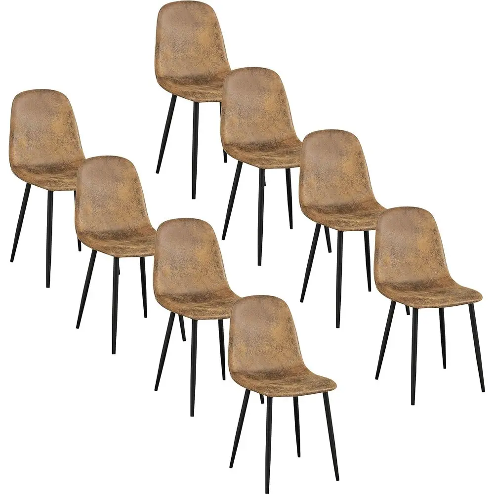 

Комплект из 8 обеденных стульев в стиле середины века, акцентные стулья для столовой с черными металлическими ножками, удобные для кухни или гостиной