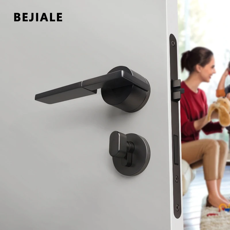 European and American Interior Door Lock Bedroom Silent Room Door Lock Gray Split Room Door Lock Gold Household Handle