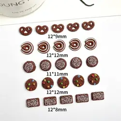 30PCS Luminous Creative Cookies Nail Charms 3D Simulated Chocolate Biscuits Nail Art Decorations for Manicure DIY Accessories