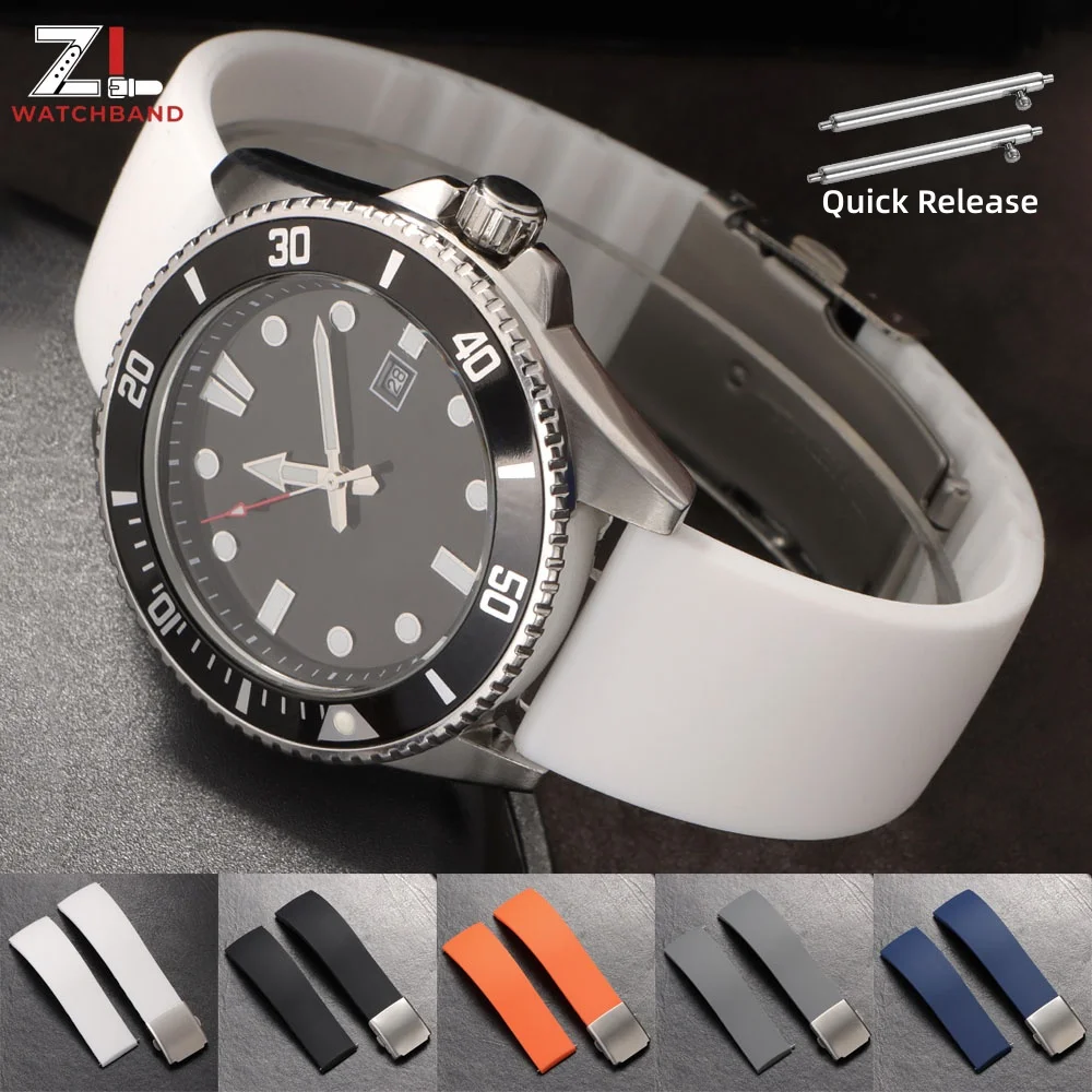 Bracelet de montre en caoutchouc silicone 18mm 20mm 22mm 24mm à dégagement rapide pour montre Seiko, boucle déployante, bracelet de remplacement universel