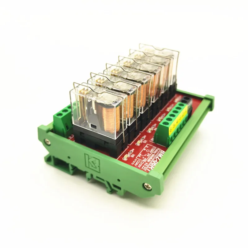 DIN Rail Mount Relay Module 10A 6 Channels PNP NPN NO NC Interface 12V 24V DC Single Chip Microcomputer PLC