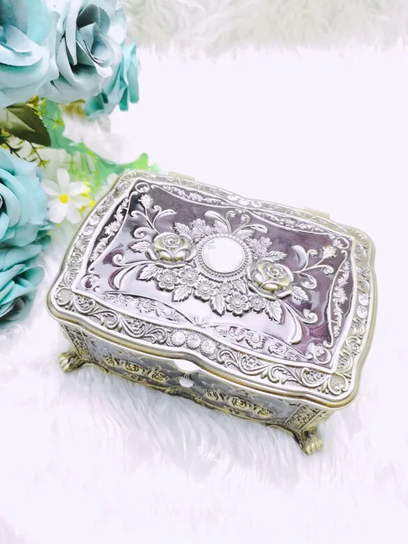 European Enamel Glaze Tin Alloy Jewelry Box with Rhinestones Non Acrylic Gift for Russia