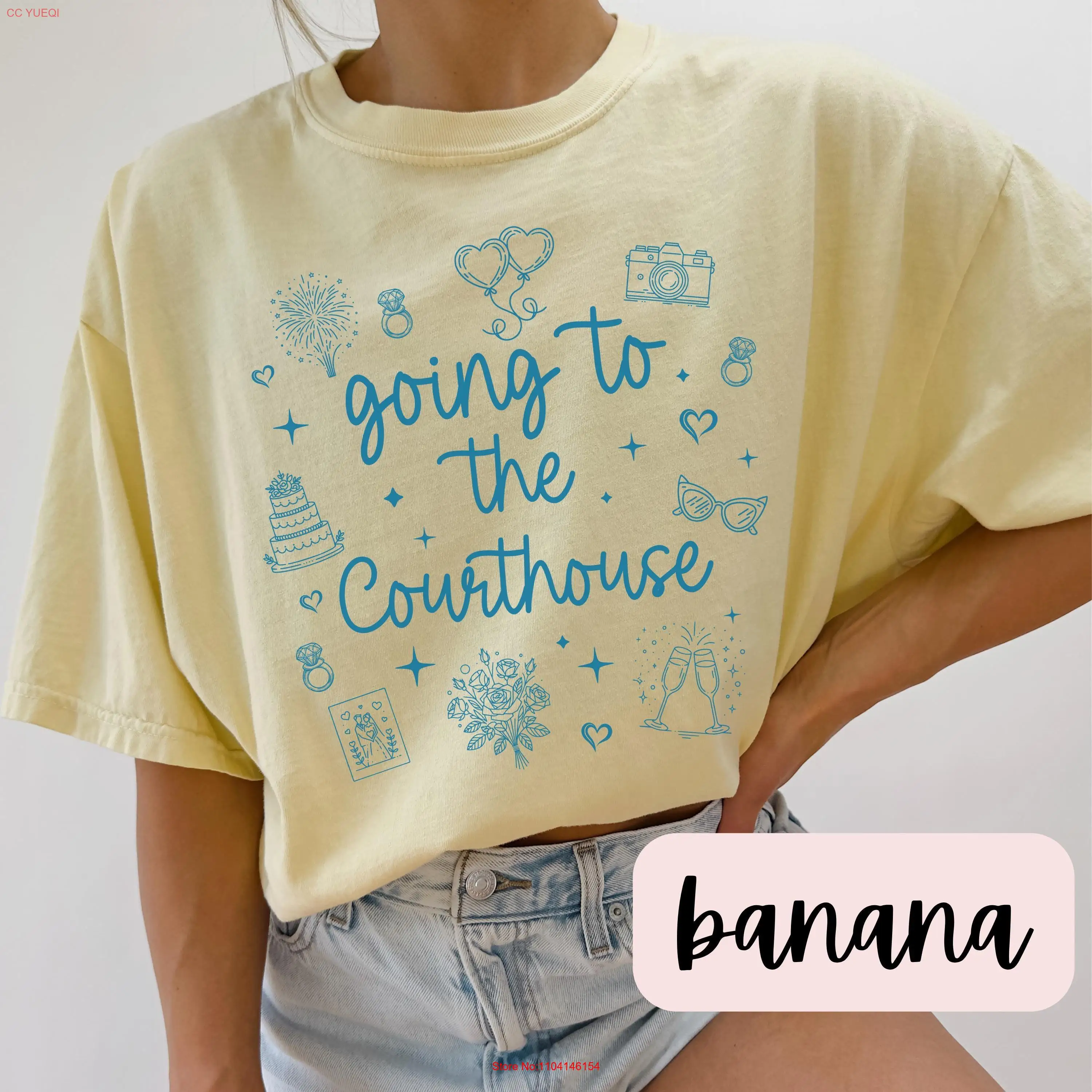 الذهاب إلى المحكمة العروس كن ElopemenT تي شيرت مضحك Elope الزفاف الشاطئ الثاني الزواج بأكمام طويلة أو قصيرة