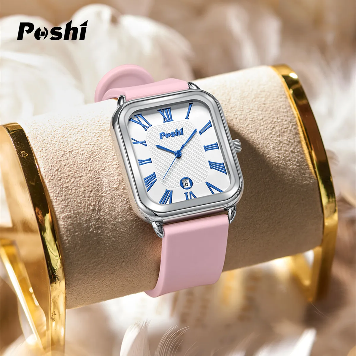 POSHI Fashion Quartz Watch Casual Luxury Women\'s Wristwatch Silicone Strap with Date Beautiful Clock