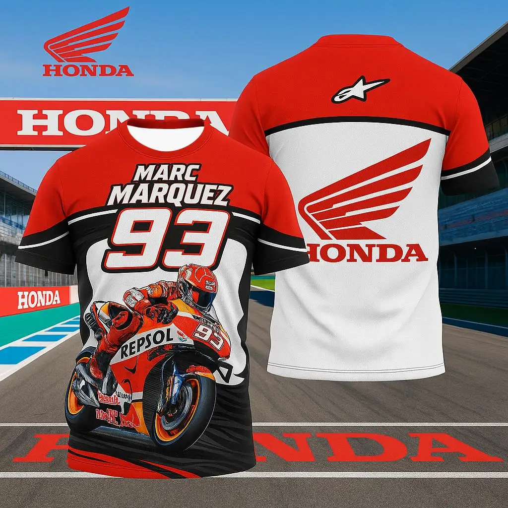 

Мужская гоночная футболка с коротким рукавом Honda, быстросохнущая влагоотводящая дышащая мото рубашка для лета, трикотаж для мотоциклистов
