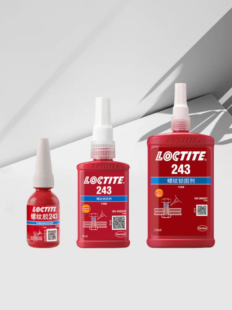 100% Originele Loctite 243 Schroefdraadborgmiddel Schroeflijm Blauw Medium Sterkte Anaerobe Lijm Schroef Fixer 10 ml/50 ml/250 ml - afbeelding 2