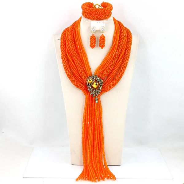 Luxury Braid Red Crystal Statement Necklace Bridal Jewelry Sets Wedding Beads African Costume Jewelry Set ABK260
