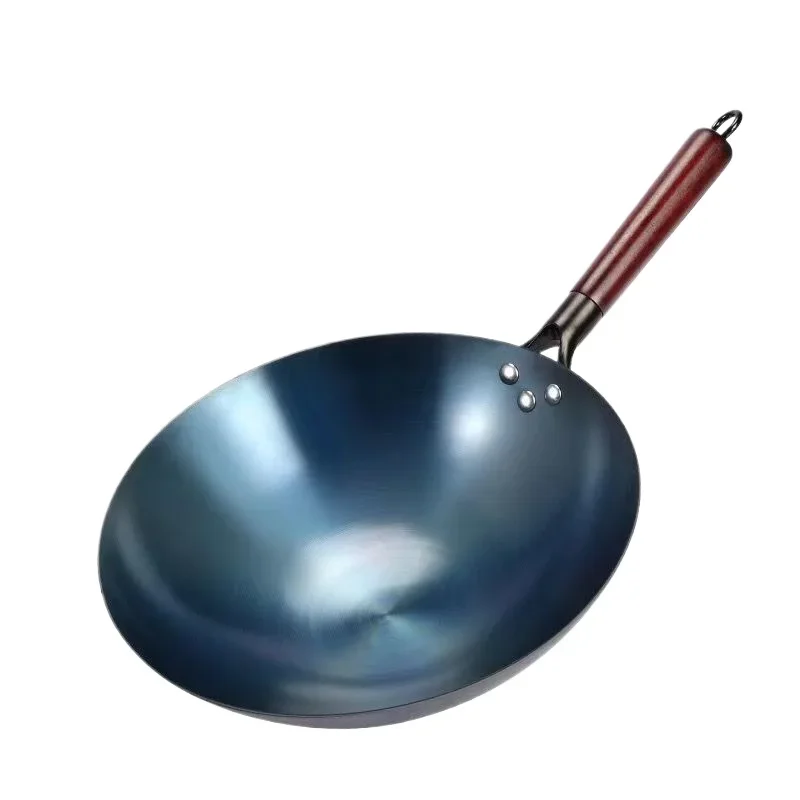 

Iron Wok,Traditional Non-coating Woks Hand forged With Detachable Wood Handle Kitchen Pan Kitchen Gas Pot Cookware