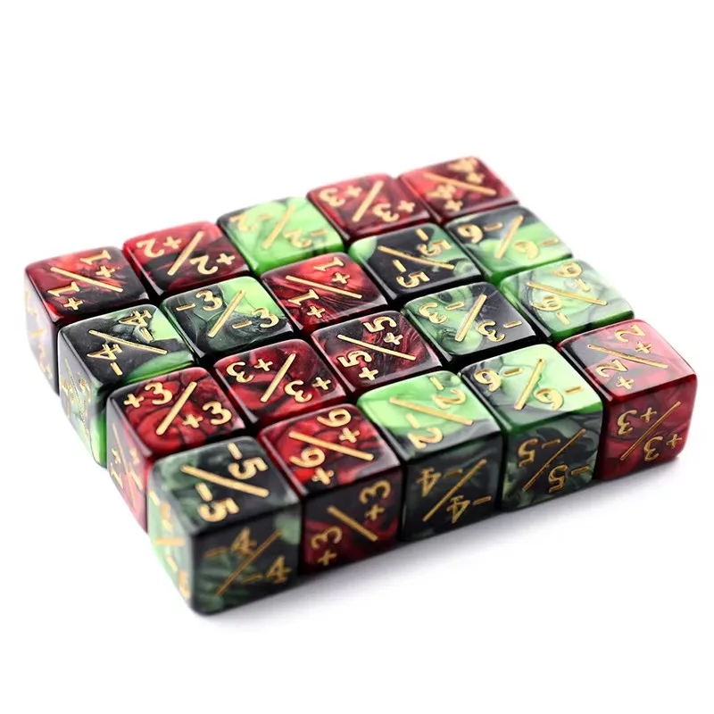 New 10pcs/set Six Sided Dice Set D6 Counters +1/+1 and -1/-1 Set for Math Teaching  Card Game Accessories entertainment
