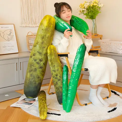Giant Simulation Green Sour Pickled Cucumber Plush Toy Doll Soft Stuffed Plants Funny Sleep Long Pillow Birthday Gift Home Decor