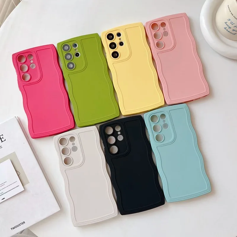 Candy Color Silicone Waves Phone Case For Samsung Galaxy M62 M13 M23 5G M22 M32 M42 M31 M21 M01 M11 M12 M30S M02 M01S M10S Cover