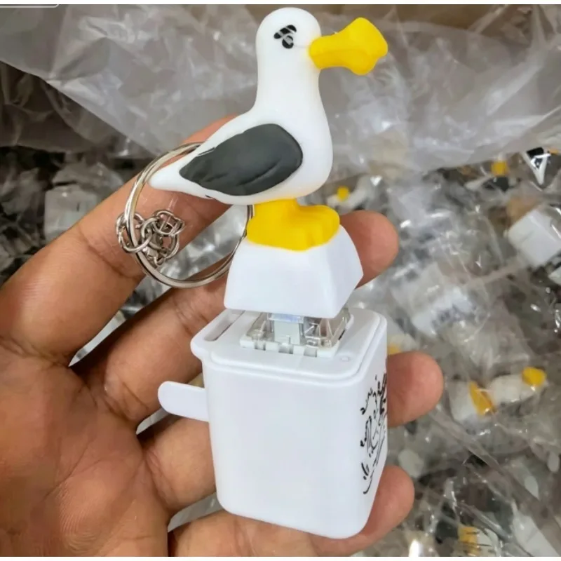 Mine Bird Toy Keychain with Sound and LED Light Rechargeable Bird Keychain, Fun Bird Keyboard Clicker to Relieve Stress