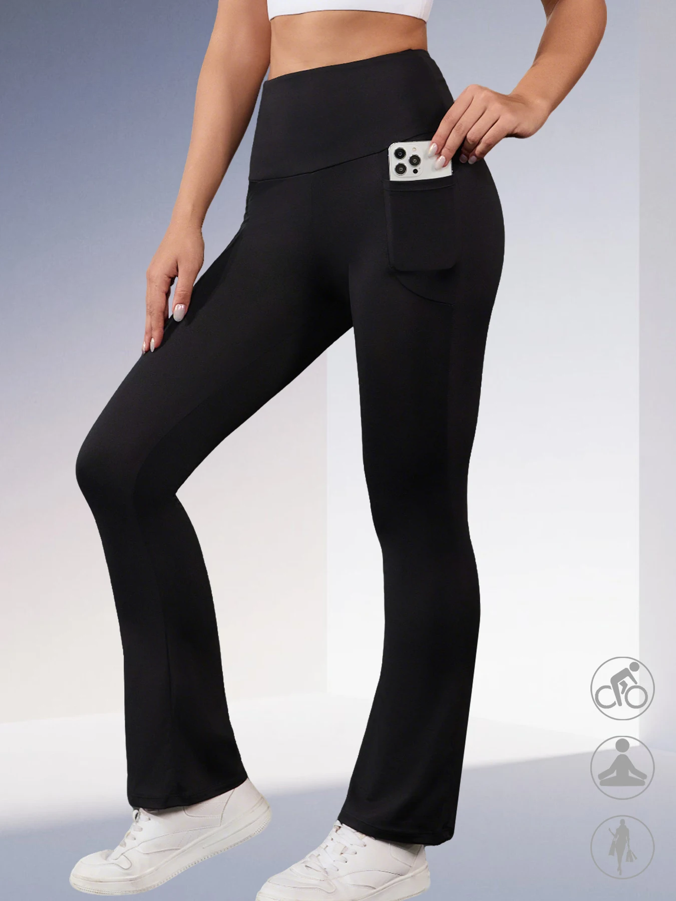 بنطال نسائي واسع عالي الخصر مع جيوب - تصميم فائق النعومة للتحكم في البطن لملابس اليوغا والتمارين الرياضية غير الرسمية #1