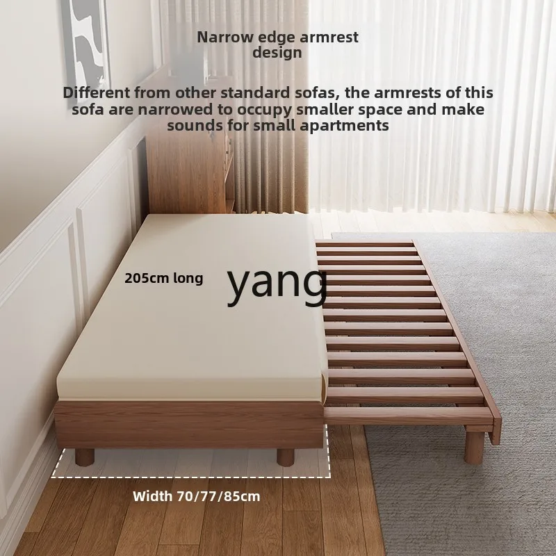 LTT solid wood sofa bed dual-purpose small apartment living room ash wood multi-functional pull-out retractable bed