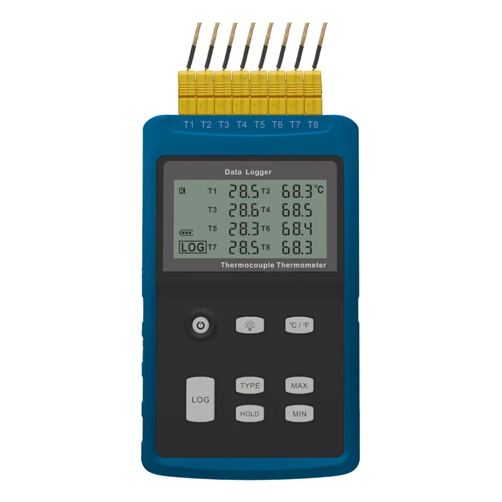 

2025 hot sale DTM-T8 8 Channel Type K,J,E,T,R,S,N,B Multiple Input Usb Recorder Thermometer