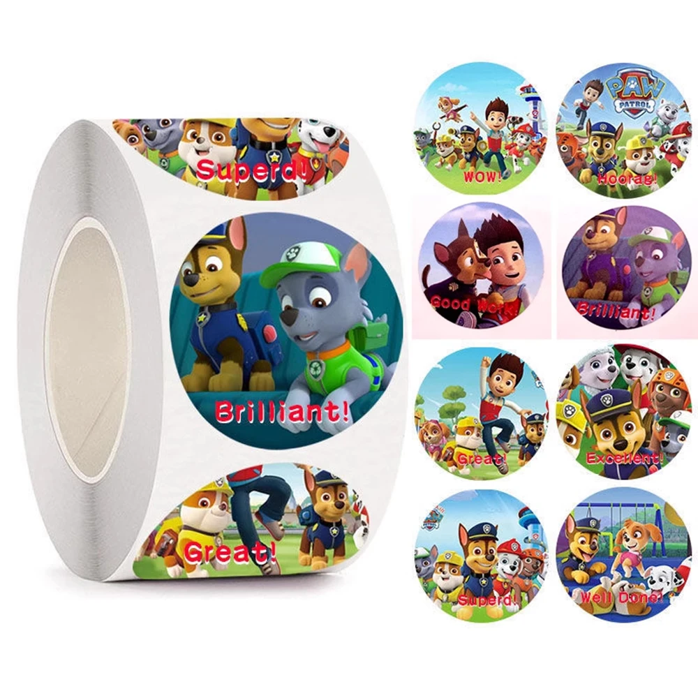 

500PCS Cartoon PAW Patrol Stickers Rool DIY Kawaii Anime Children's Reward Envelope Sealing Labels Decoration Sticker Toys Gifts