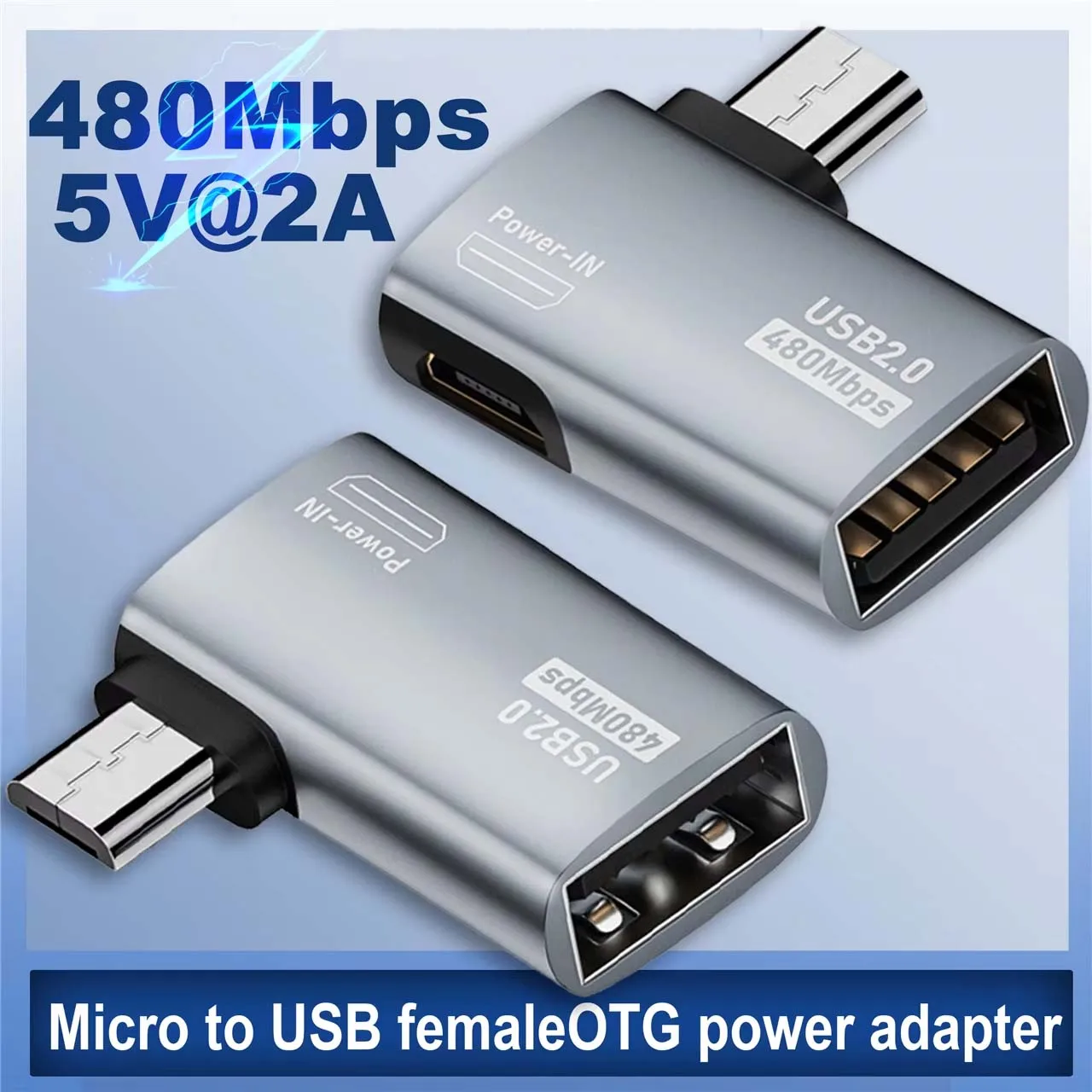 OTG Cable Adapter 4K 90 Degree Left Angle Powered Micro USB To USB OTG Adapter For TV Tablet Fire TV Stick 4K
