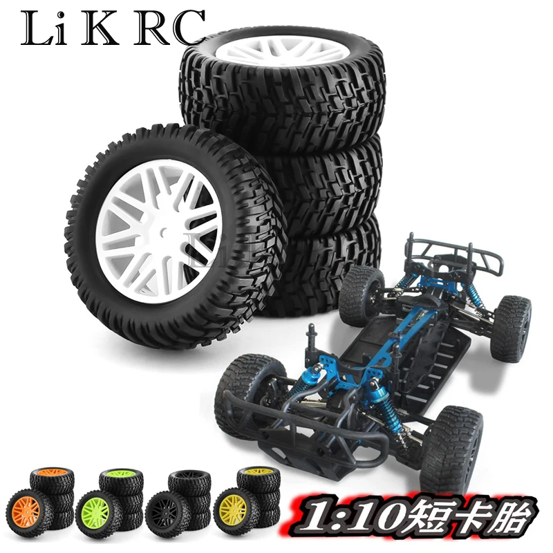 

4pcs Plastic Wheel Rubber Tire Universal For 1/10 RC Car Short Course Truck HSP 15502 94107 94170 94155 94177