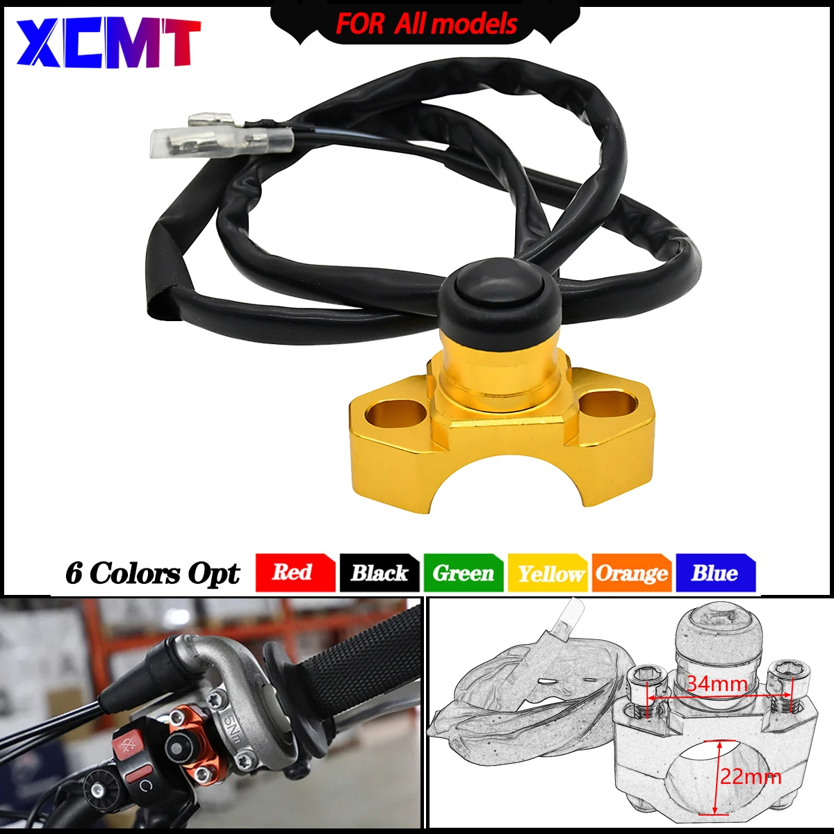 Universal Motorcycle Kill Switch Keys Engine Stop Start Button for ATVs Quad Dirt Bikes Handlebar Mount moteur d'interrupteur