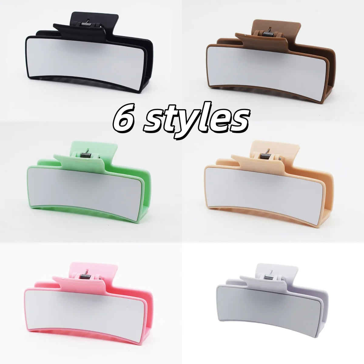 Pinzas en forma de garra para el pelo rectangulares, antideslizantes, en blanco, para sublimación, 3,39 pulgadas, para cabello fino, grueso y largo, transferencia de calor DIY, sujeción fuerte 