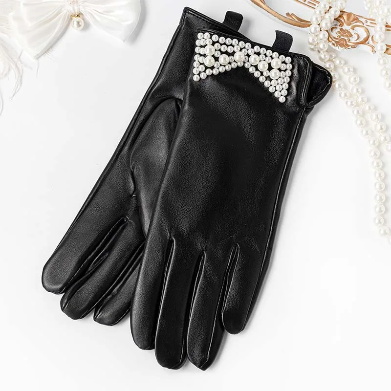 Winter Women's Gloves Fashionable Commuting PU Leather Warm Gloves for Outdoor Cycling Windproof Split Finger Gloves