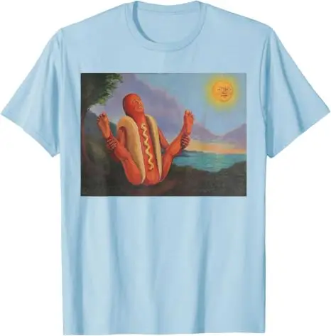 Hotdog, der sich in der Sonne sonnt, lustiges Hotdog-Yoga-T-Shirt, Y2k BBQ seltsame Essenskunst Comic-Grafik-Bekleidung, Yoga-Witz-Persönlichkeits-T-Shirt – Detail 16