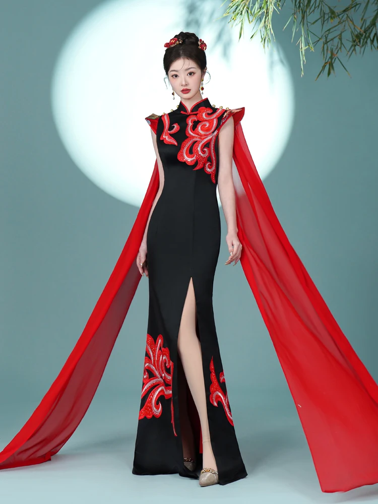 

Женское сценическое платье Ele Long: облегающее бальное платье с дизайном «рыбий хвост» из дышащего полиэфирного волокна