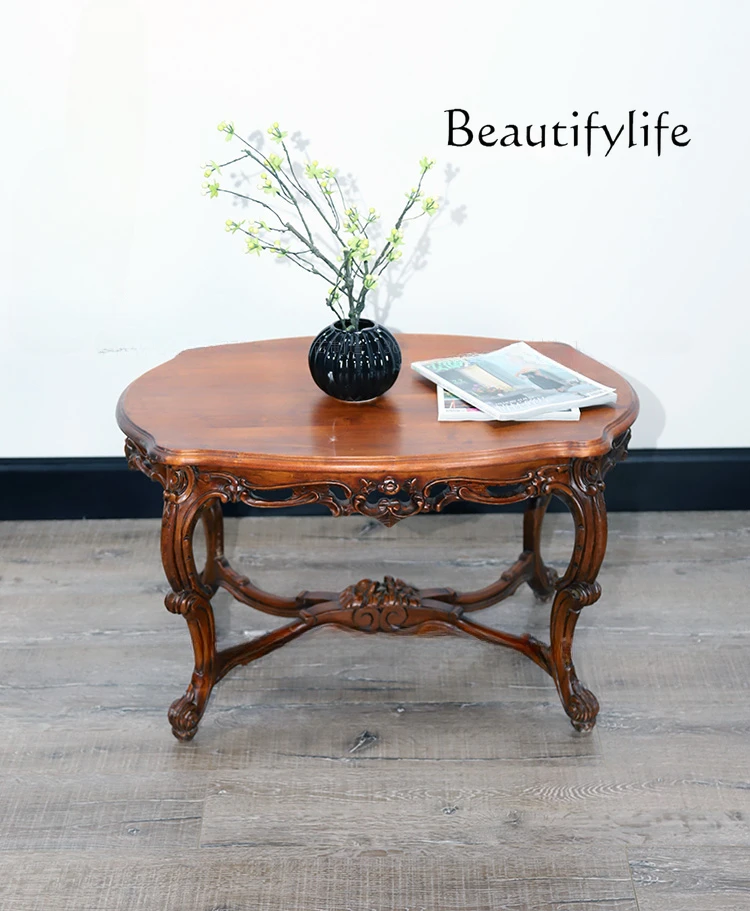 Nordic Antique Style Solid Wood Tea Table Household Minimalist Nostalgic Coffee Table