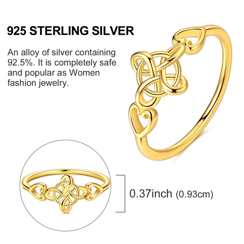 Women's 925 Sterling Silver Celtic Knot Ring, Timeless Design