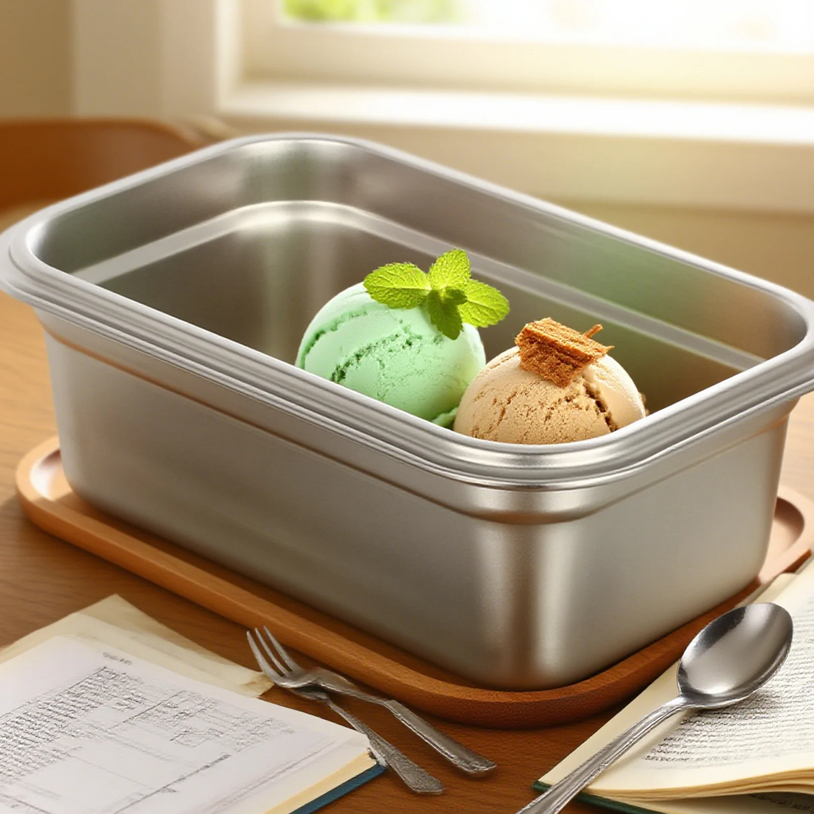 

2pcs Stainless Steel Ice Cream Containers Reusable Leakproof Food Storage Boxes Freezer Holder Metal Homemade Snack Bins