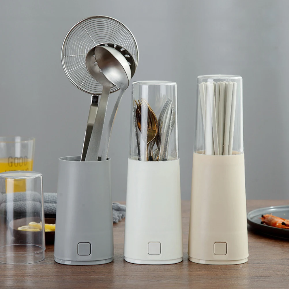

Premium Dustproof Chopsticks Holder With Drain Sieve Kitchen Utensil Storage Rack Organizer Tableware Container