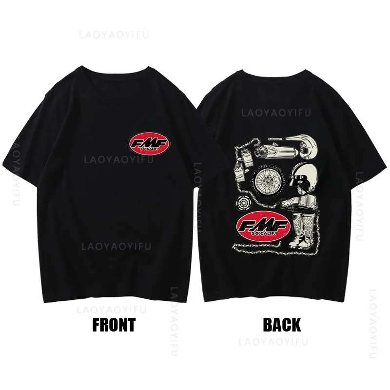 تي شيرت FMF لعادم السباقات للرجال بأكمام قصيرة ، قطن ، رقبة مستديرة ، موضة رائعة ، تخفيضات كبيرة ، الصيف