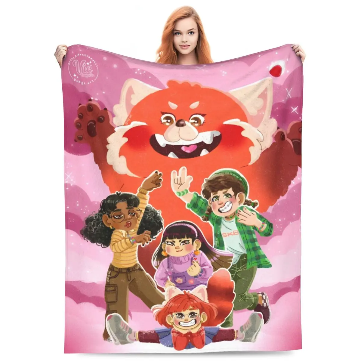 

Turning-Red Cute Bear Blanket Quality Warm Soft Bedding Throws Winter Travel Office Home Decor Novelty Bedspread
