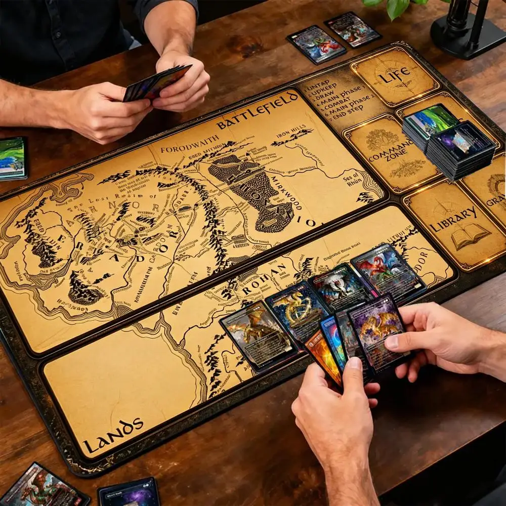Vintage Nautical Topographic Playmat Magic Card Battle Mat Non-Slip Durable 14*24inch Commander playmat Board Game Mats for TCG