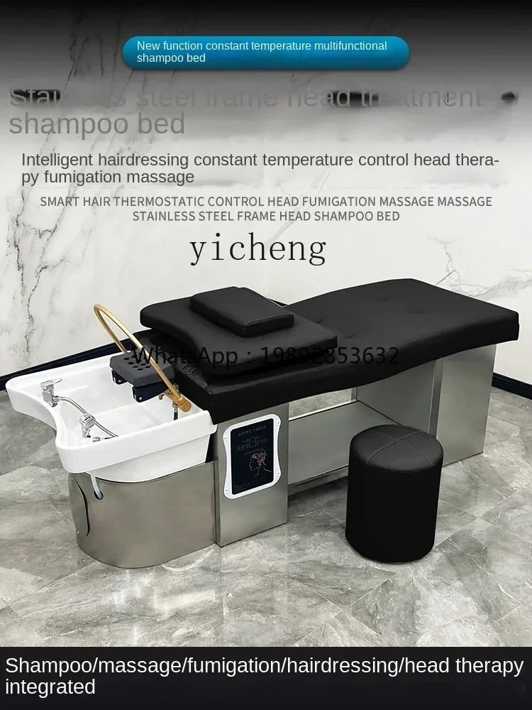 XTC8Barber Shop Ceramic Basin Shampoo Chair Water Circulation Fumigation Thai Head Massage Therapy Bed