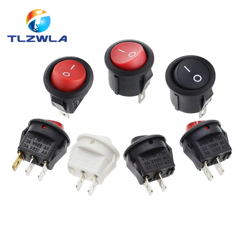 10PCS KCD1 2PIN 15mm On/Off Round Boat Rocker Switch DC AC 3A/250V Car Dash Dashboard Track Dropshipping