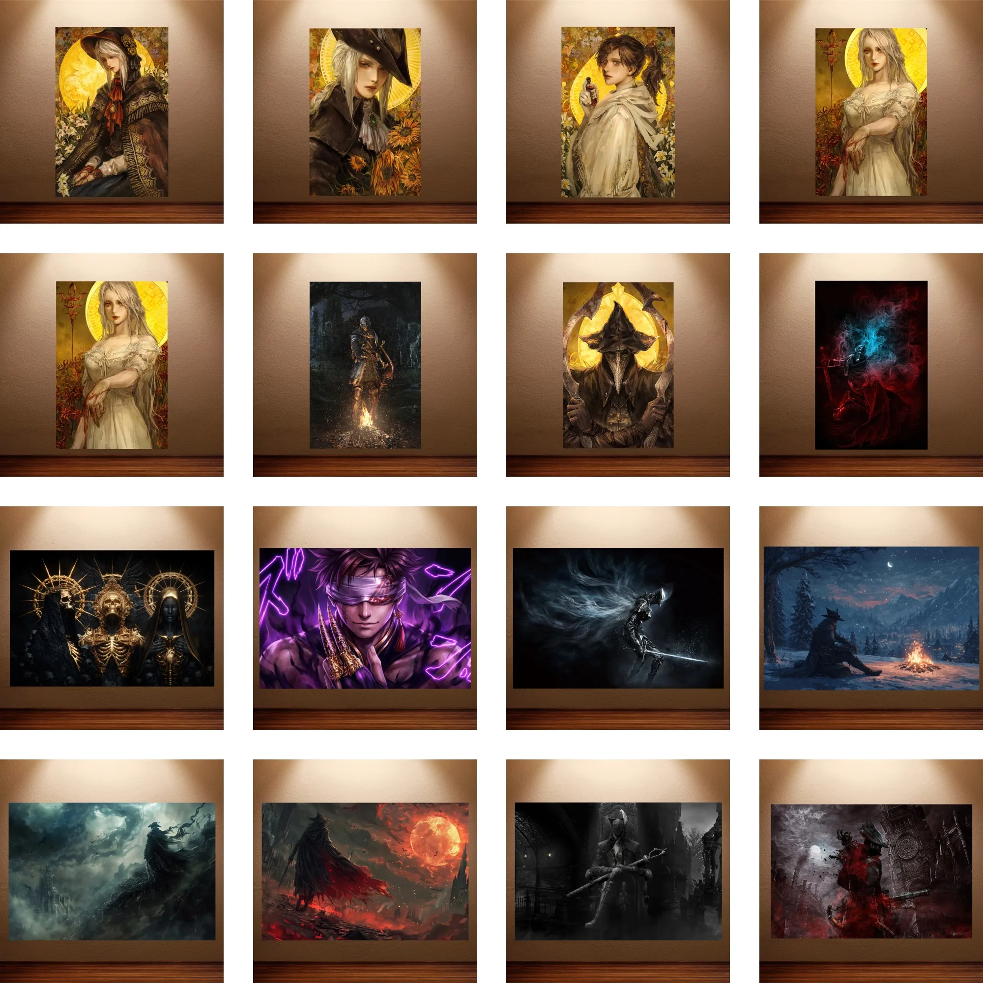 Bloodborne Dark Gothic Canvas Painting Wall Art - Mystical Hunter Character Poster Beroom Wall Decor for Gaming Room Living Room
