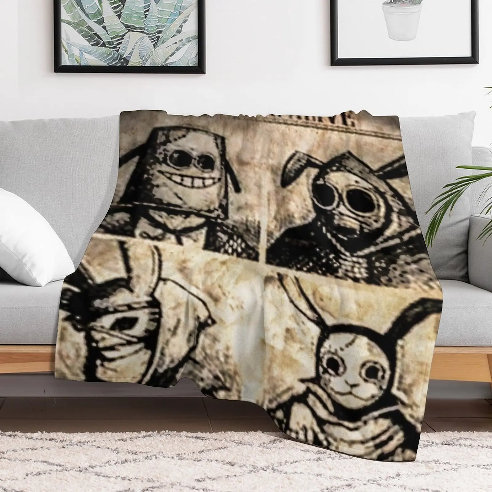 Wanted: Black Rabbit Brotherhood Poster Throw Blanket Soft Comfort Blanket for Reading Watching TV
