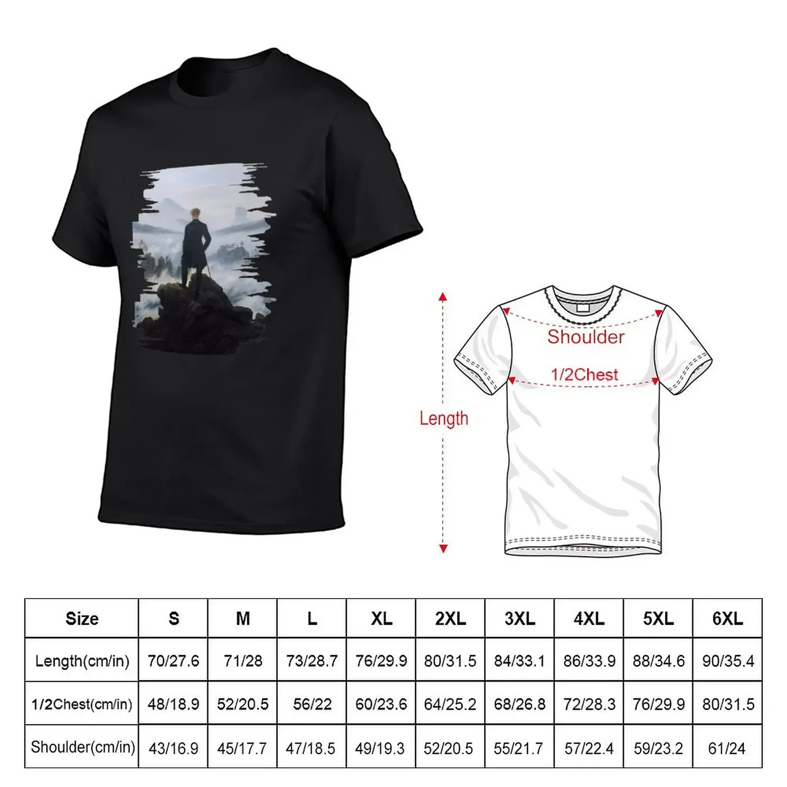 The Wanderer Above the Sea of Fog - Caspar David Friedrich Painting T-Shirt cheap stuff luxury clothes men