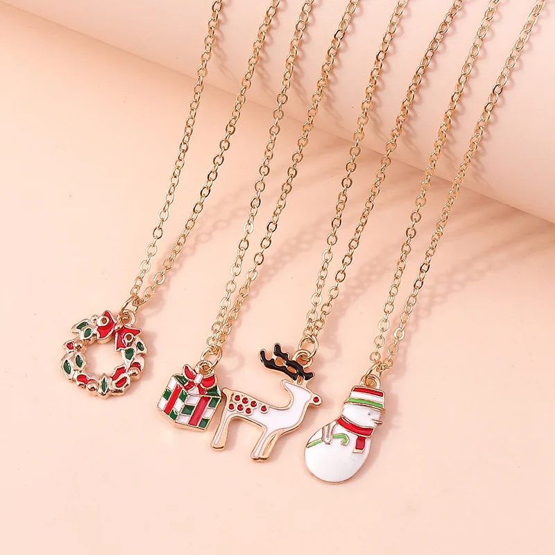 Mode Weihnachten Halsketten Emaille Santa Claus Baum Glocken Anhänger Halskette für Frauen Mädchen Weihnachten Party Urlaub Schmuck Geschenke – Detail 35
